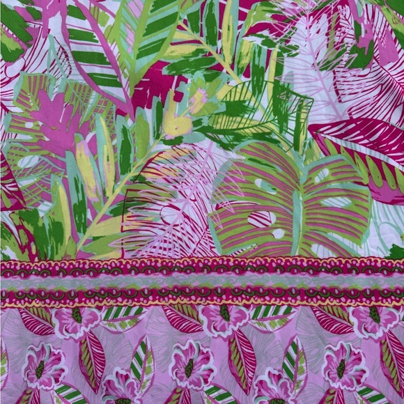 Pappagallo Women’s Tropical Palm Ruffle Sleeve Shift Dress Size Medium Pink - Picture 5 of 5